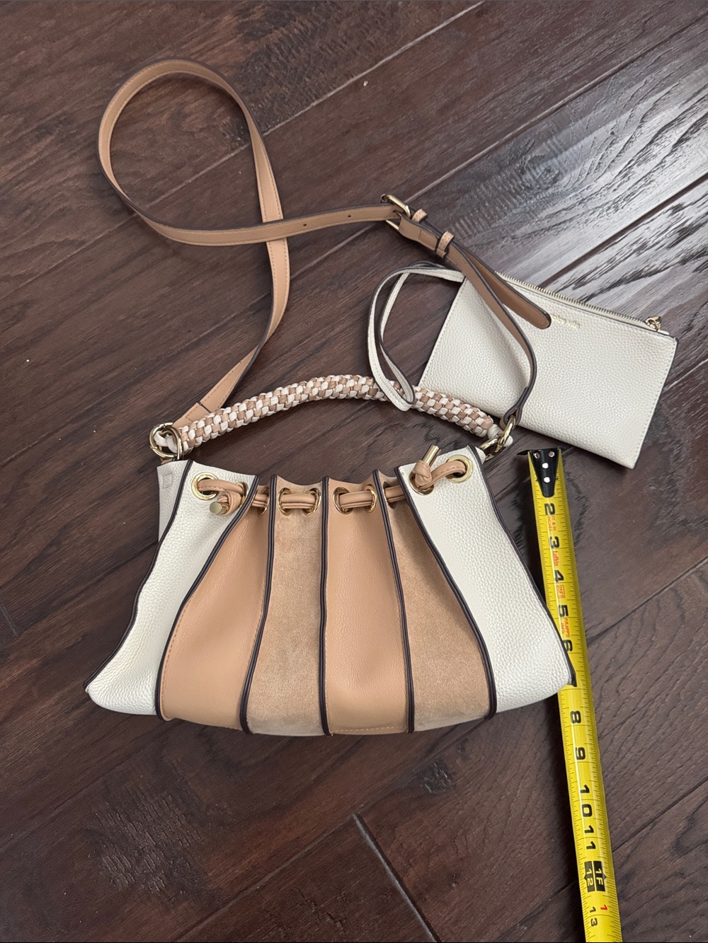 Dolce Vita Cream and Tan Braided-Handle Crossbody Bag - Picture 5 of 8